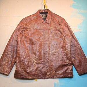 VTG SOS Leather Products Mens Sz XXL Brown Zip Jacket 24x31 Export Quality Kasur